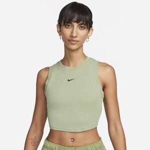 Nike Chill Knit Women's Tight Cropped Mini-Rib Tank Top in Green Size Small